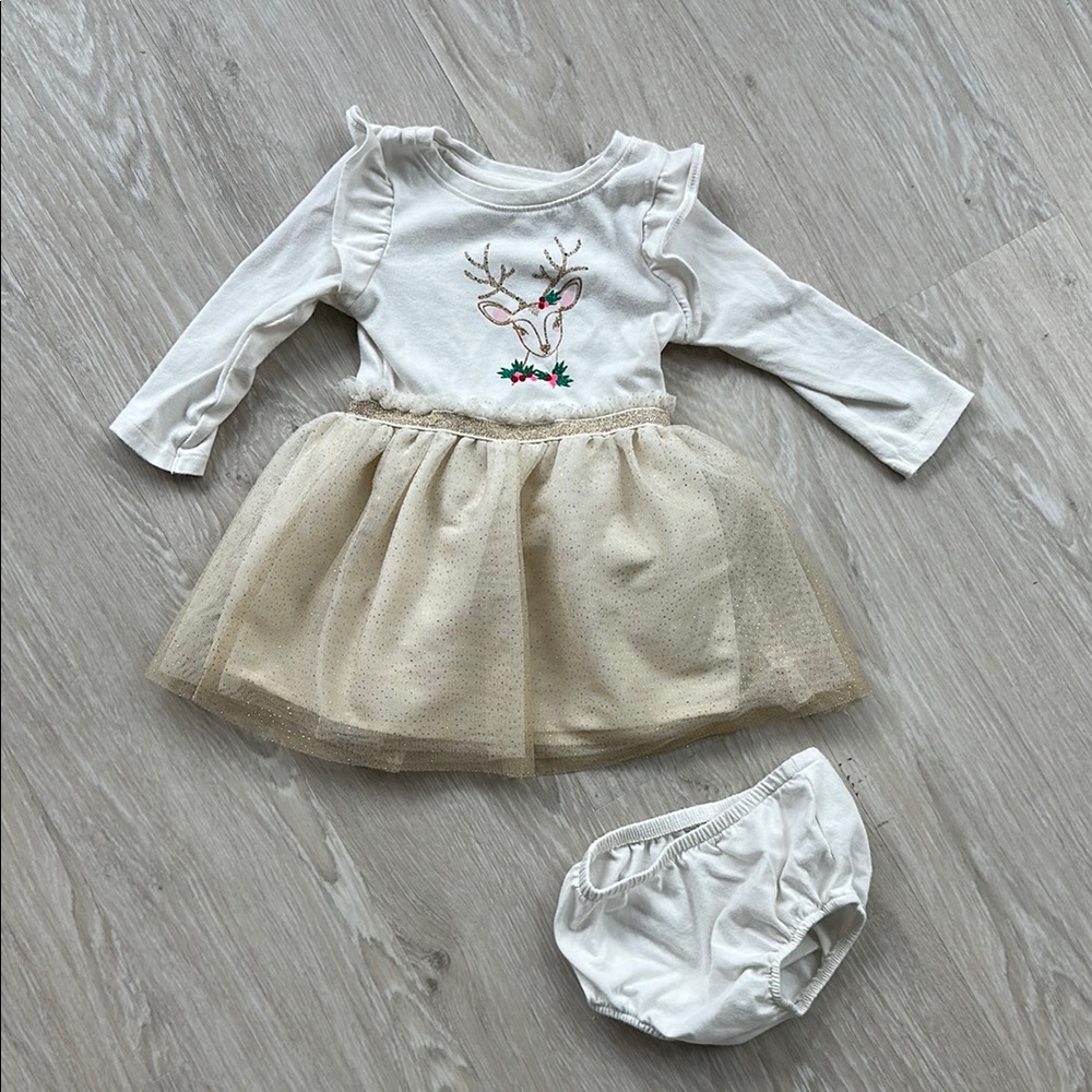 Cat & Jack Reindeer Baby Dress, size 12 months